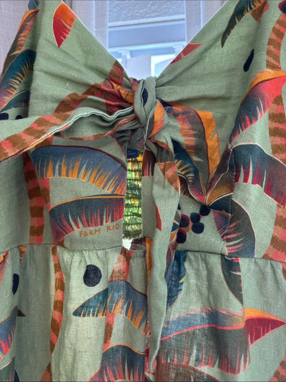FARM Rio Green Tropical Palm-Print Slip Dress - Picture 2 of 5